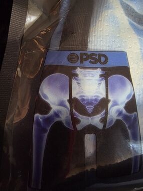 PSD Black Boxer Briefs X-Rated with Blue X-Ray Pelvis Print Size Large 36-38